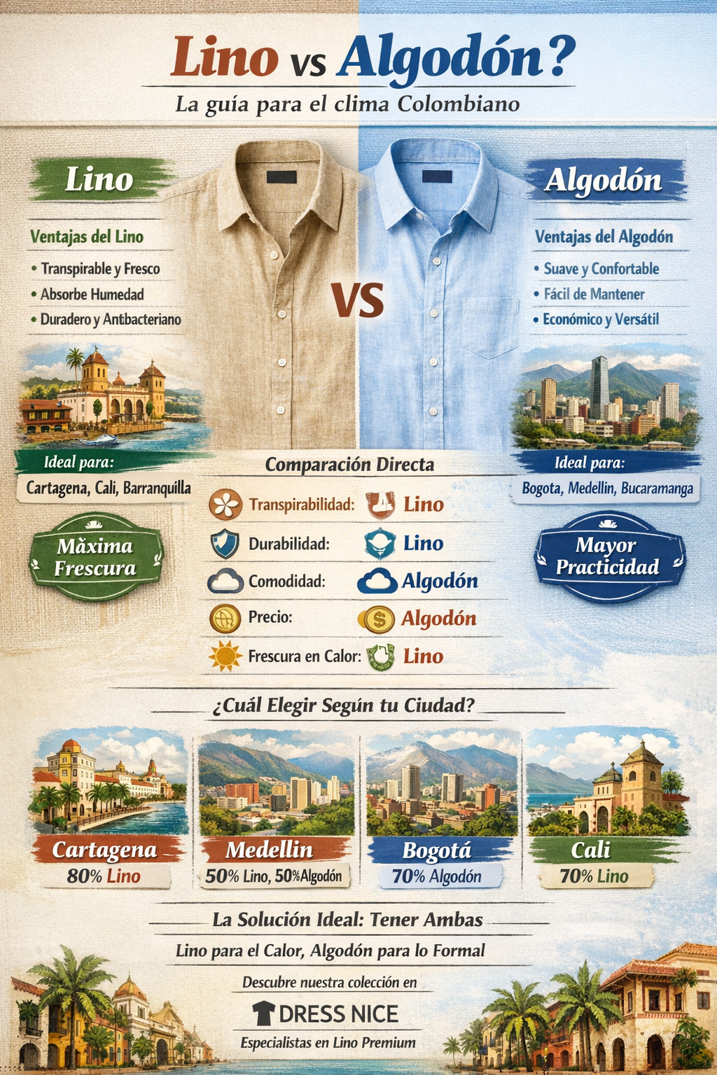 Lino vs Algodón: ¿Cuál es Mejor para el Clima Colombiano?