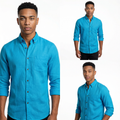 Camisa Manga Larga en Lino Turquesa - Frescura Vibrante Premium