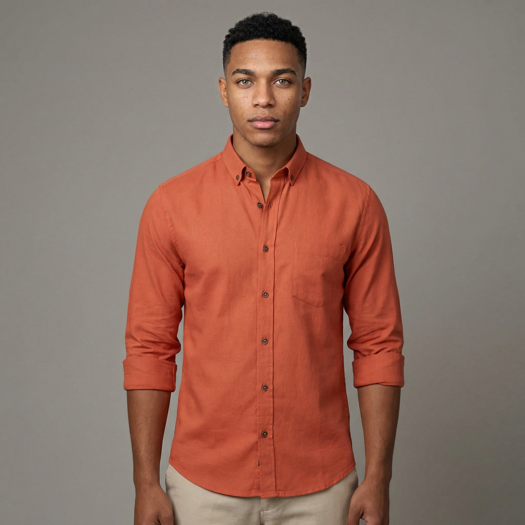 Camisa Manga Larga en Lino Coral | Frescura Premium
