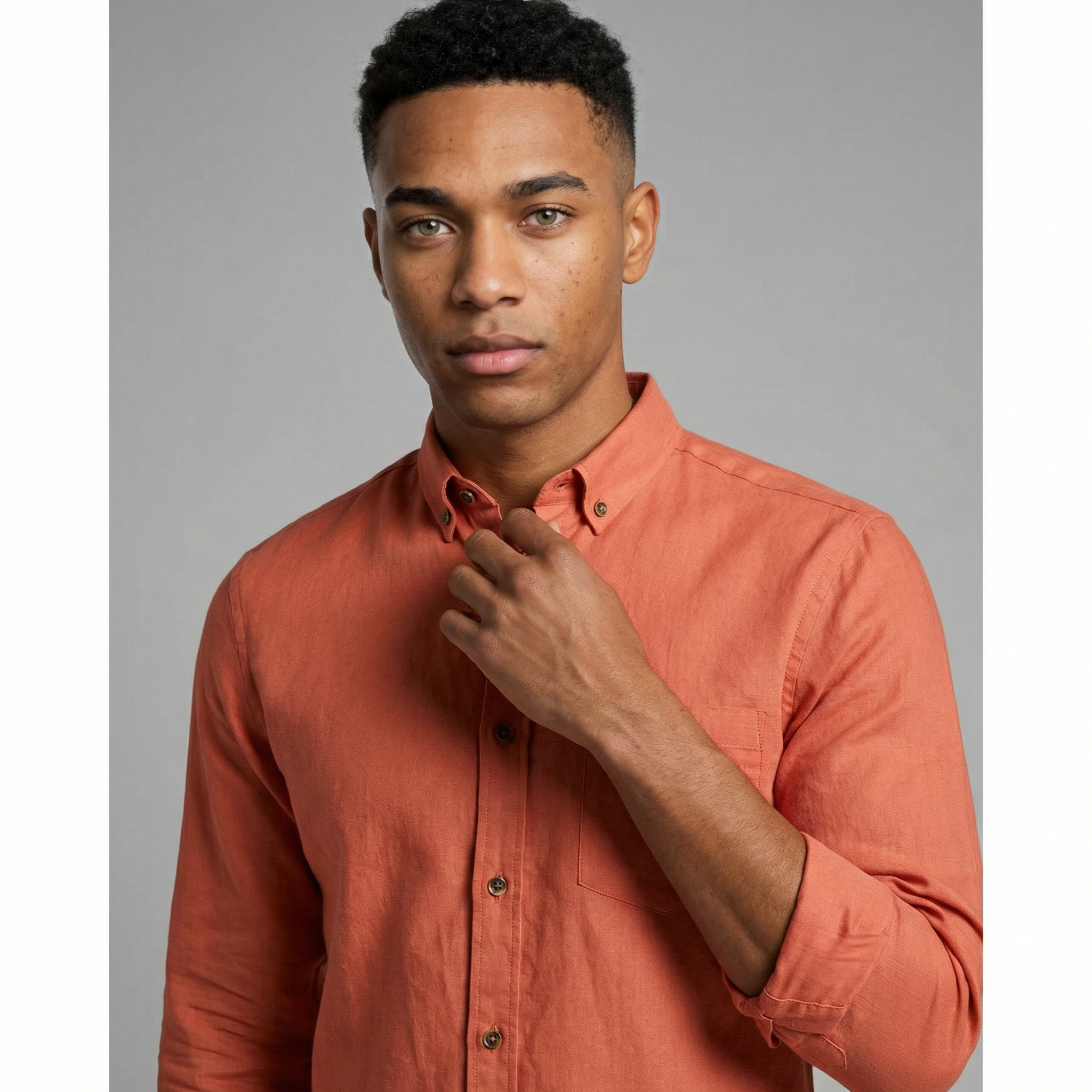 Camisa Manga Larga en Lino Coral | Frescura Premium