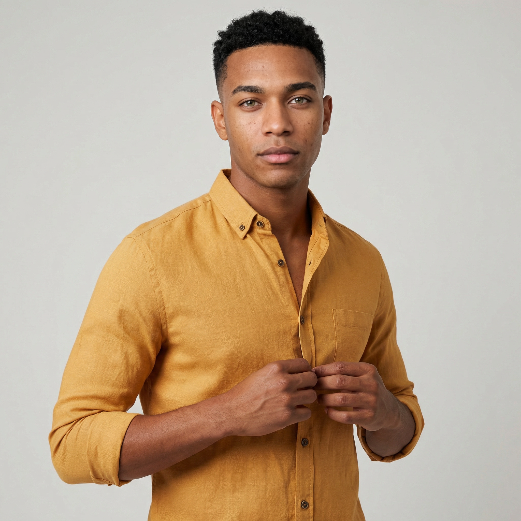 Camisa Lino Manga Larga Slim Fit Hombre | Frescura Natural Premium