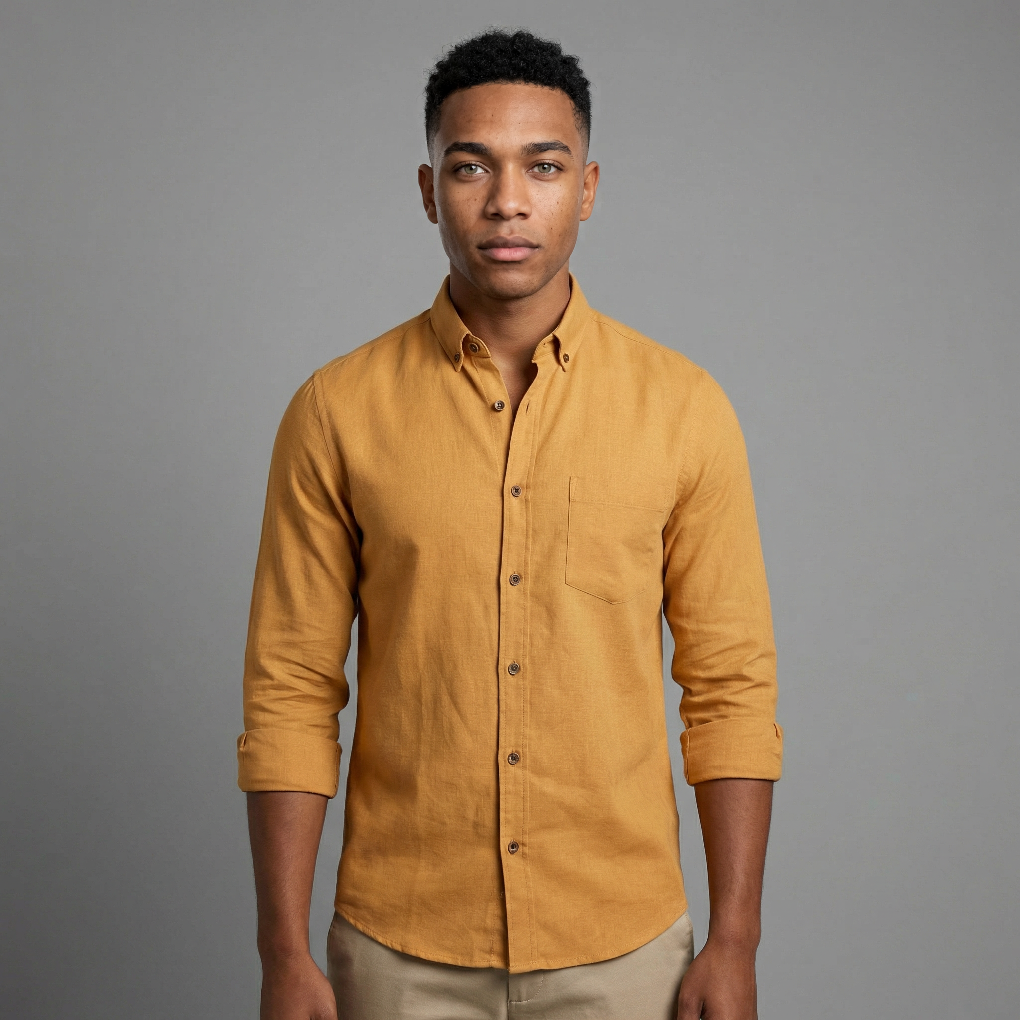 Camisa Lino Manga Larga Slim Fit Hombre | Frescura Natural Premium