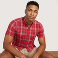 Camisa Popelina - Cuadros Roja Blanco Azul