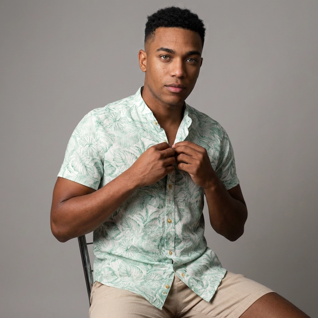 Camisa Lino - prapzi Verde Tropical