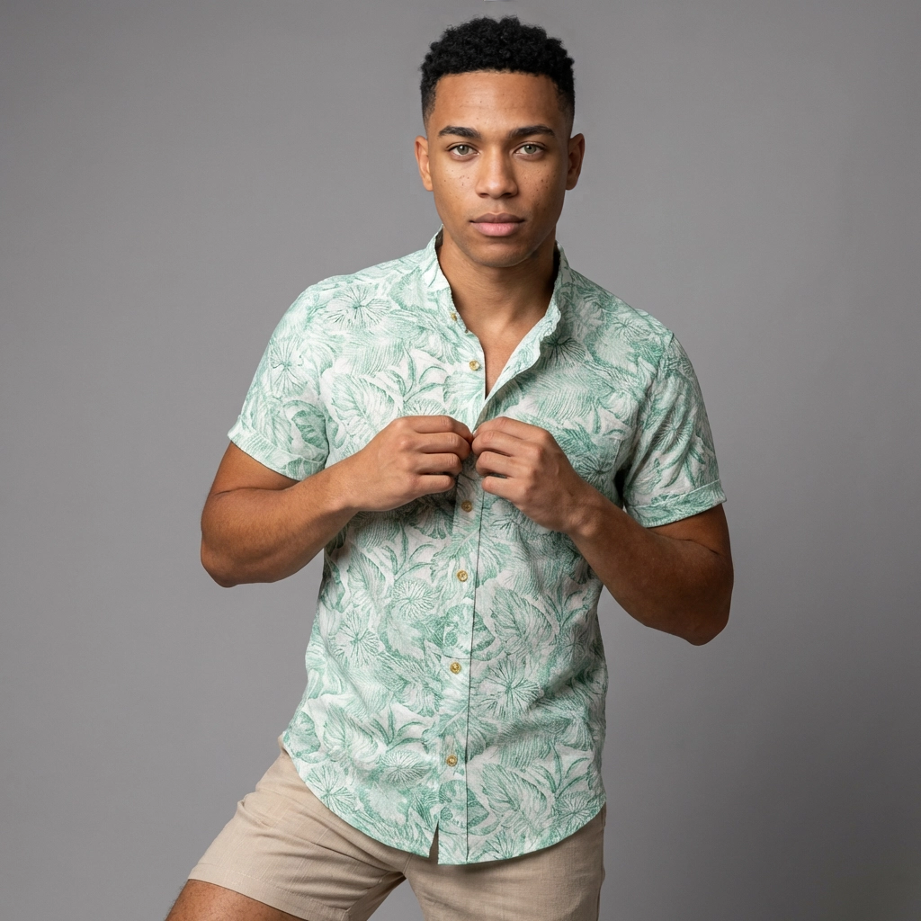 Camisa Lino - prapzi Verde Tropical