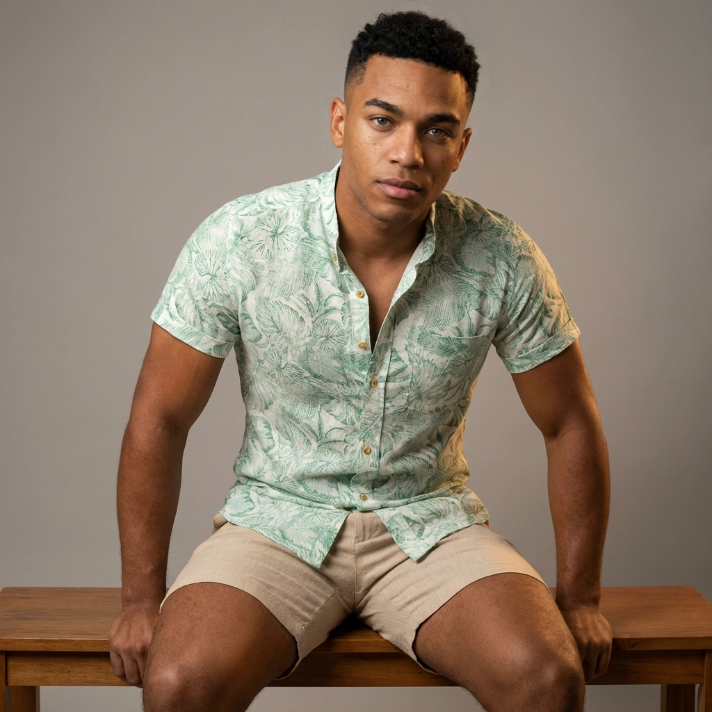 Camisa Lino - prapzi Verde Tropical