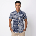 Camisa Lino - Azul Marino Tropical