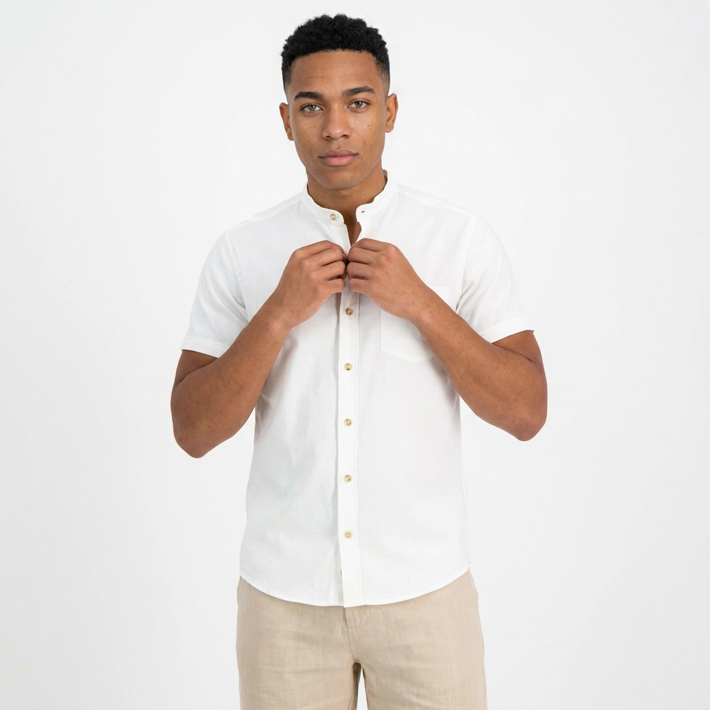 Camisa Chalís textura Waffle Marfil - Esencial Minimalista