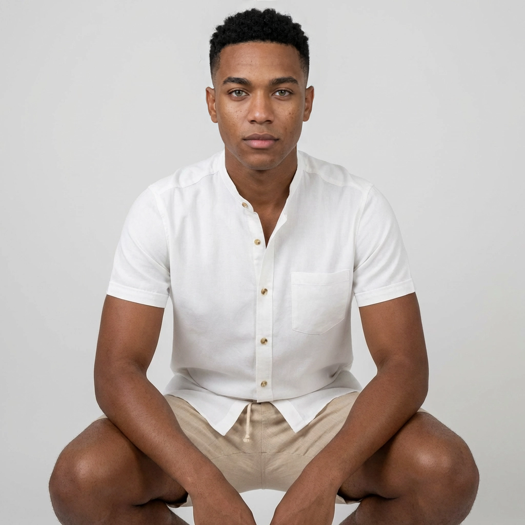 Camisa Chalís textura Waffle Marfil - Esencial Minimalista