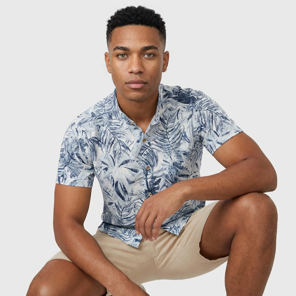 Camisa Lino  - Manga Corta fusion caribe