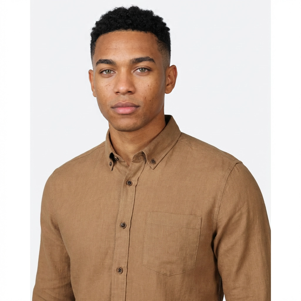Camisa Manga Larga en Lino Café - terra forte