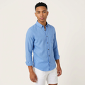 Camisa Manga Larga en Lino Azul Claro - Frescura Clásica Premium