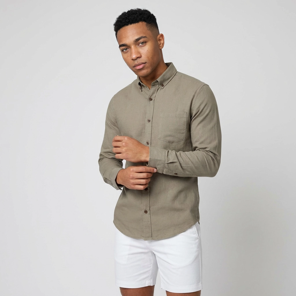 Camisa Manga Larga en Lino Gris - Toscana