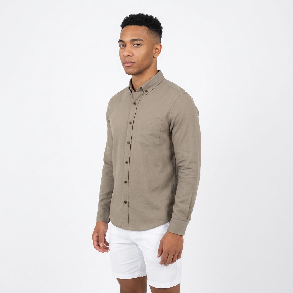 Camisa Manga Larga en Lino Gris - Toscana